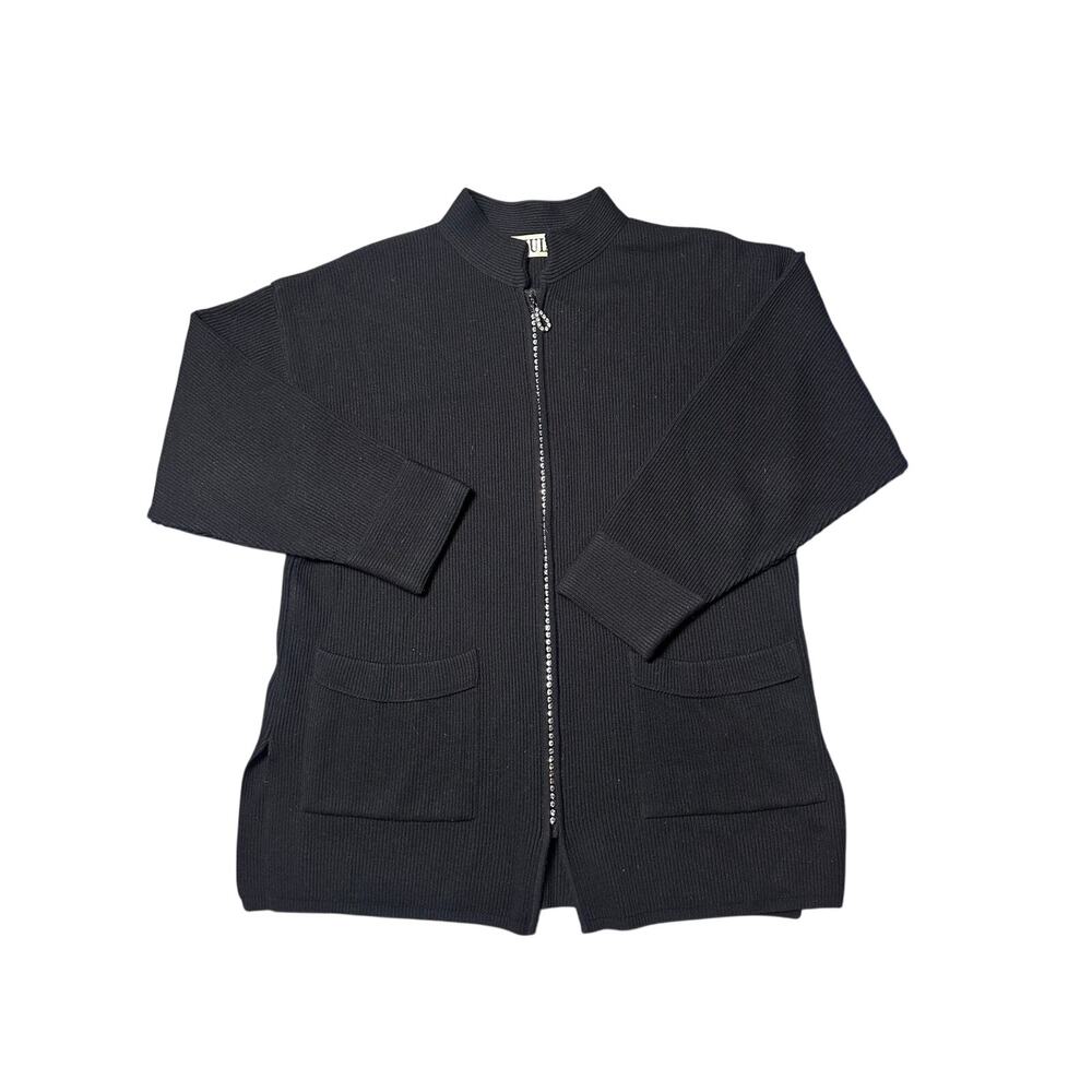 Giulia Black Wool Blend Swarovski Zipper